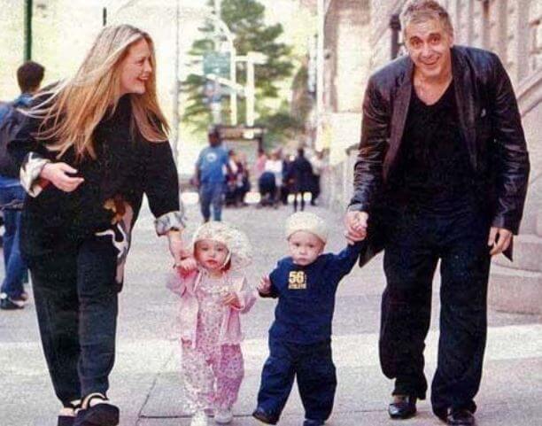 Anton James Pacino with his parents and twin sister